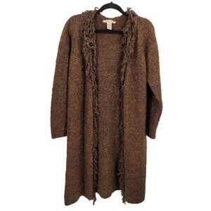 Clothes womens large brown metallic long duster cardigan coat acrylic blend